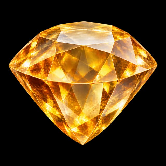 A brilliant golden-yellow faceted topaz gemstone.